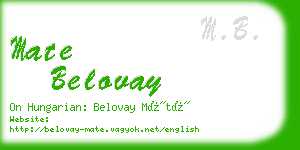 mate belovay business card